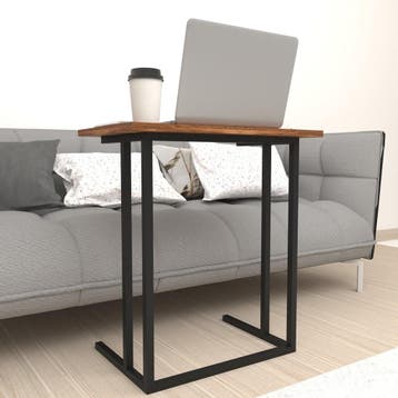 [en.casa] Bureau Högsby laptoptafel 65,5x60x35,5 cm walnootk, Huis en Inrichting, Tafels | Bijzettafels, Verzenden, Nieuw