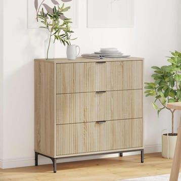 vidaXL Dressoir Sonoma Eiken 79,5 x 33 x 82 cm Bewerkt hout, Verzenden, Nieuw, Overige houtsoorten, Minder dan 50 cm