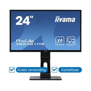Iiyama ProLite XB2481HS-B1  Full HD Monitor  24 Inch, Ophalen of Verzenden, Gebruikt, 5 ms of meer, Iiyama