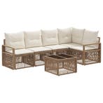 vidaXL Tuinbankenset 6 pcs Beige poly rattan, Tuin en Terras, Verzenden, Nieuw, 6 zitplaatsen