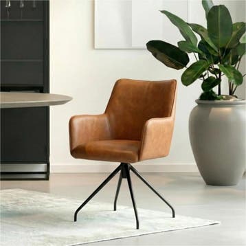 Set van 6 Leren draaibare eetkamerstoelen Wave - Granada, Huis en Inrichting, Stoelen, Ophalen of Verzenden, Nieuw, Leer, Vijf, Zes of meer stoelen