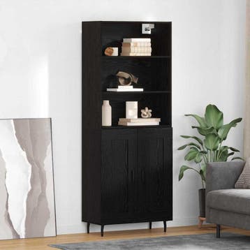 vidaXL buffetkast 2 st Zwart Eiken 69,5 x 34 x 180 cm, Minder dan 50 cm, Verzenden, Nieuw, Minder dan 100 cm
