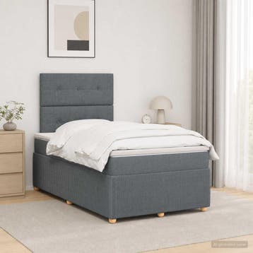vidaXL Boxspringbed met matras Donkergrijs 120 x 190 cm Stof, Verzenden, Nieuw, Twijfelaar