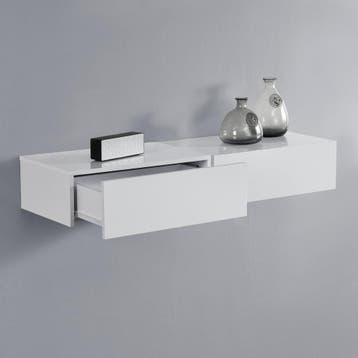 Wandplank met lade set van 2 zwevend 46x30x15 cm wit glanzen, Verzenden, Nieuw