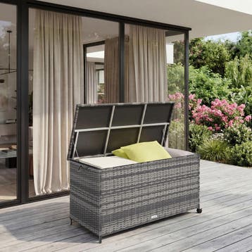 Opbergbox Kuusamo, rotan, met aluminium frame en wieltjes, Verzenden, Nieuw