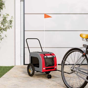 vidaXL Fietskar voor huisdieren Rood en Grijs 125 x 53 x 54, Verzenden, Nieuw