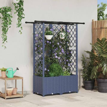 vidaXL Verhoogd Bed met Trellis en Dak Grijs 124 x 40 x 136, Verzenden, Nieuw, Minder dan 60 cm, 60 cm of meer