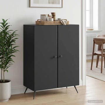 vidaXL Dressoir Zwart 66 x 34,5 x 90 cm Bewerkt hout, Verzenden, Nieuw, Overige houtsoorten, Minder dan 50 cm