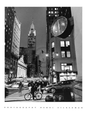 Kunstdruk Henri Silberman - Chrysler Clock 60x80cm, Huis en Inrichting, Woonaccessoires | Schilderijen, Tekeningen en Foto's, Verzenden