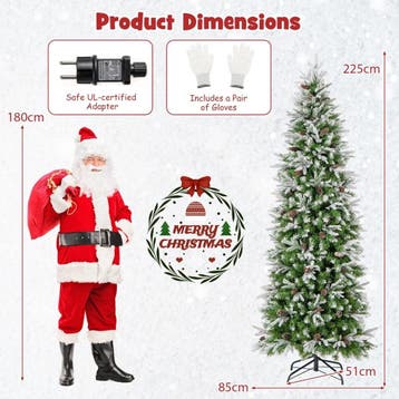 2dekans | Coast Kunstkerstboom 225 cm Groen/Wit –, Ophalen of Verzenden, Zo goed als nieuw