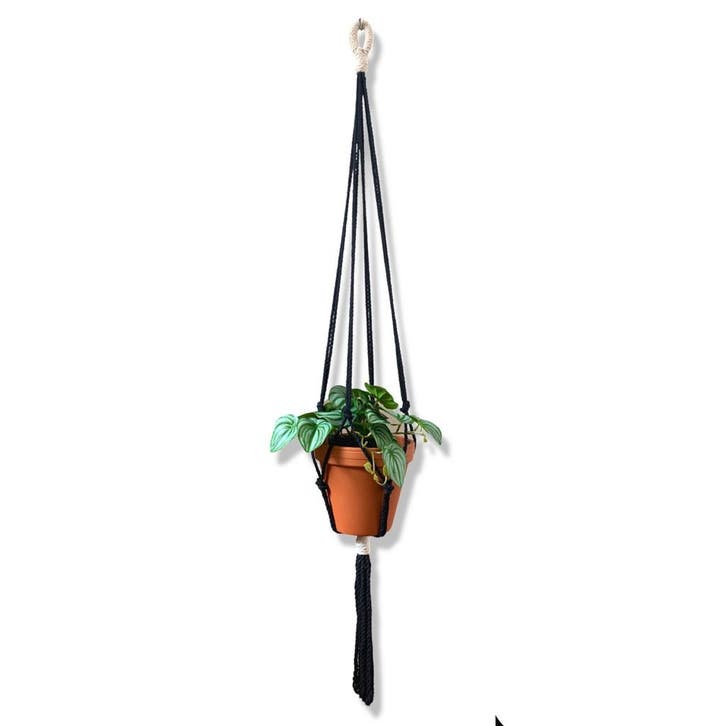 Plantenhanger Wacky Zwart/Wit - Katoen - Macramé -, Huis en Inrichting, Woonaccessoires | Overige, Nieuw, Ophalen of Verzenden