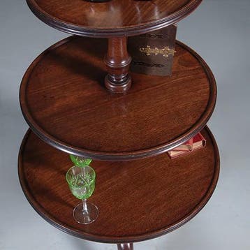 Stommeknecht in massief mahonie ca 1800 met 3 ronde plateau, Ophalen of Verzenden