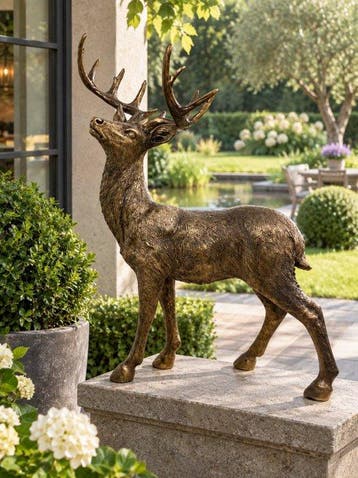 Beeld, hert staande 55 cm - 55 cm - polyresin