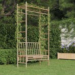 vidaXL Tuinbank met pergola 116 cm bamboe, Verzenden, Nieuw, Hout