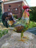 sculptuur, Colorful Proud Rooster - 49 cm - Metaal
