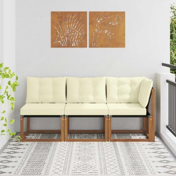 vidaXL 3 st Outdoor Midden- en Hoeksalon Naturel, Verzenden, Nieuw, 3 zitplaatsen