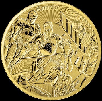 Niue. 2 Dollars 2024 Camelot - Sir Lancelot - Full Gilding -
