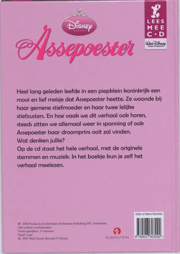 Assepoester boek en cd 9789047603092 Disney, Boeken, Verzenden, Gelezen, Disney