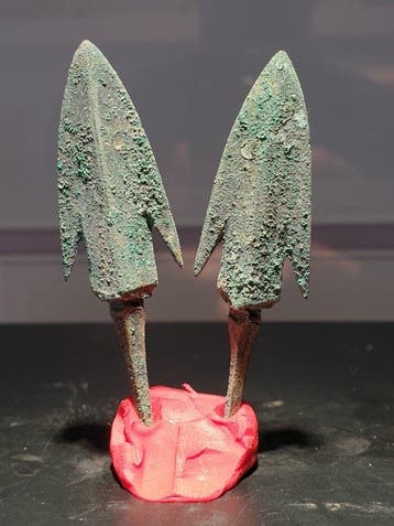 Bronstijd Brons Paar pijlpunten uit de Bronstijd - 5.5 cm, Antiek en Kunst