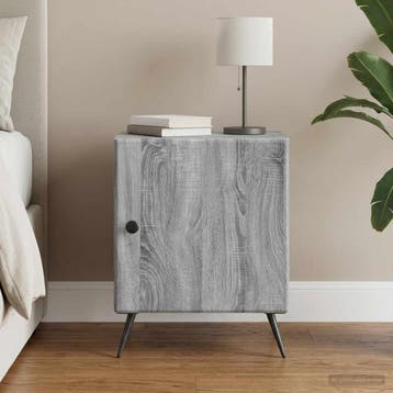 vidaXL Nachtkastje Grijs sonoma 43 x 34,5 x 50 cm Bewerkt, Minder dan 45 cm, Verzenden, Nieuw, Minder dan 55 cm
