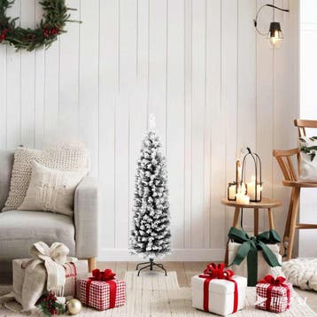 vidaXL Kunstkerstboom met sneeuw smal 120 cm PVC groen, Verzenden, Nieuw