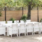vidaXL Tuin Eetset 13 pcs Wit Poly riet, Verzenden, Nieuw