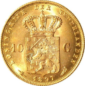 Nederland. Wilhelmina. 10 Gulden 1897 over 189_