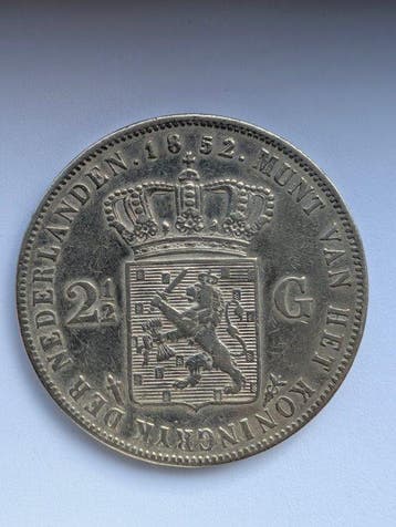 Nederland. Willem III. 2 1/2 Gulden 1852 (Zonder