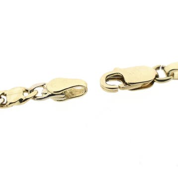 Bicolor gouden valkenoog schakelketting, Sieraden, Tassen en Uiterlijk, Kettingen, Ophalen of Verzenden, Gebruikt, Goud, Goud