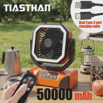 Oplaadbare Camping Ventilator met LED Licht & Afstandsbedien, Verzenden, Nieuw