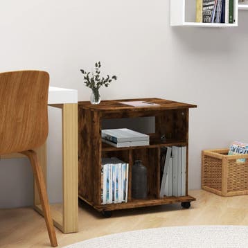 vidaXL Rolkast 60x45x60 cm bewerkt hout gerookt eikenkleurig, Verzenden, Nieuw