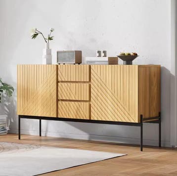 Houten Sideboard met 2 Deuren en 3 Lades –Modern Kast 140×40, Huis en Inrichting, Kasten | Overige, Verzenden, Nieuw