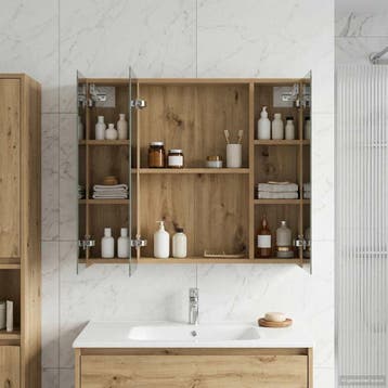 vidaXL Badkamer spiegelkast Ambachtelijk eiken 80 x 14.5 x, Verzenden, Nieuw