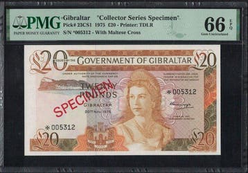 Gibraltar. - 20 Pounds - 1975 - Collector Series Specimen -