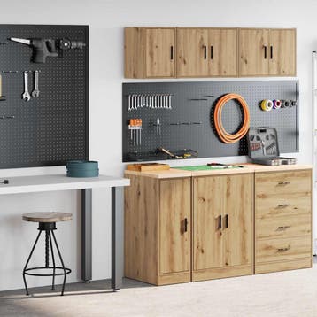 vidaXL Garagekasten 2 st bewerkt hout ambachtelijk eikenhout, Verzenden, Nieuw