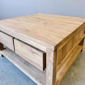 Unieke vierkante salontafel met vier laden, Ophalen of Verzenden, Nieuw