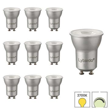 10x kleine GU10 LED spot | 35mm | 3.6 watt 2700K dimbaar, Verzenden, Nieuw, 30 tot 60 watt, Overige typen