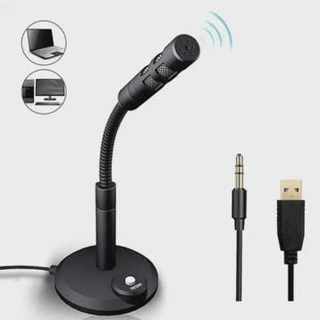 Mini USB Desktop Microfoon met 3.5mm Jack - Ideaal voor PC,, Verzenden, Nieuw