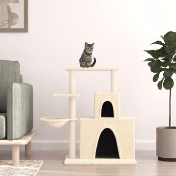 vidaXL Kattenmeubel met sisal krabpalen 83 cm crèmekleurig, Verzenden, Nieuw