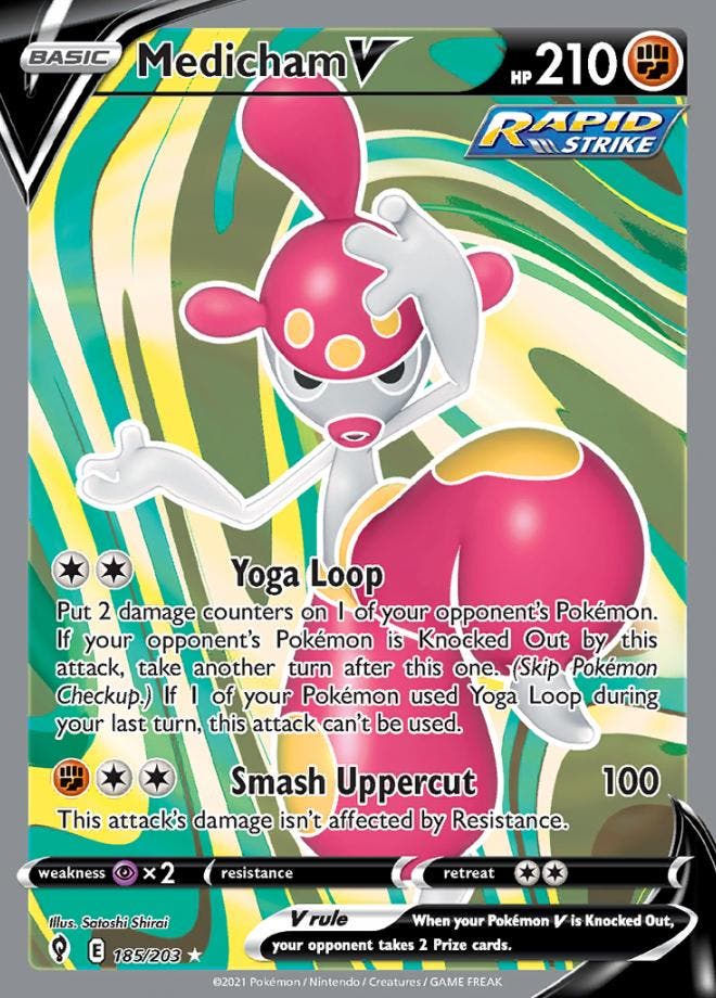 Medicham V 185/203 Evolving Skies, Hobby en Vrije tijd, Verzamelkaartspellen | Pokémon, Losse kaart, Nieuw, Foil, Ophalen of Verzenden