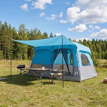vidaXL Gezinstent met dak Blauw 380 x 260 x 190 cm Polyester, Verzenden, Nieuw, Tot en met 2