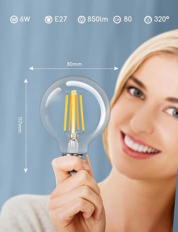 E27 LED lamp - Dimbaar - Filament lamp - 6W - 2 stuks - Aigo, Verzenden, Zo goed als nieuw