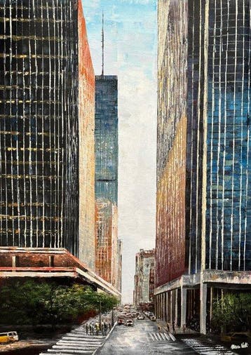 Marco Valli (XXI) - Il ritmo della città, Antiek en Kunst, Kunst | Schilderijen | Modern