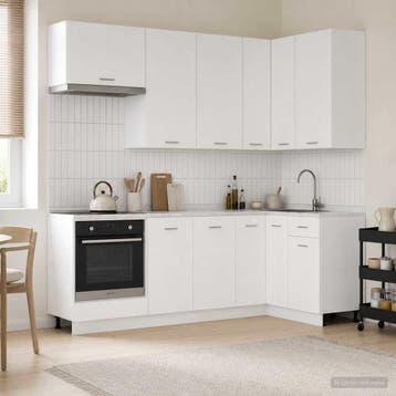 vidaXL Keukenblok LYON 8 st Wit Bewerkt hout, Verzenden, Nieuw, Wit