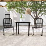 vidaXL 3-delige Tuinset zwart, Tuin en Terras, Tuinsets en Loungesets, 2 zitplaatsen, Verzenden, Nieuw, Rvs