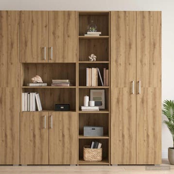 vidaXL Dressoir Artisanaal eiken 40 x 41 x 185 cm Bewerkt, Verzenden, Nieuw, Overige houtsoorten, Minder dan 50 cm