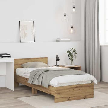 vidaXL Bedframe met hoofdbord Artisanaal eiken 80 x 200 cm, Eenpersoons, Bruin, Verzenden, Nieuw