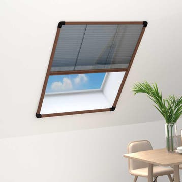 vidaXL Raamhor plissé 80x100 cm aluminium bruin, Huis en Inrichting, Stoffering | Gordijnen en Lamellen, Verzenden, Nieuw, Bruin