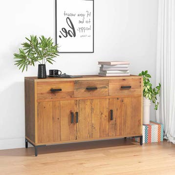 vidaXL Dressoir 110x35x70 cm massief grenenhout bruin, 100 tot 150 cm, Verzenden, Nieuw, Grenenhout