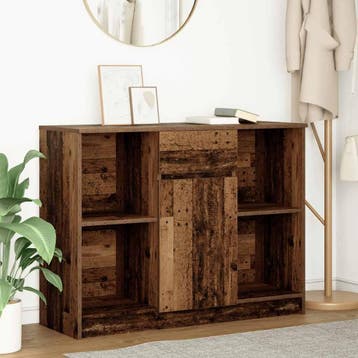 vidaXL Dressoir met lade 101x35x76 cm spaanplaat oud hout, Verzenden, Nieuw, Overige houtsoorten, Minder dan 50 cm